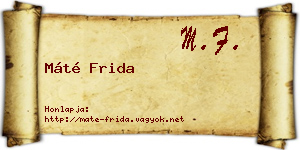 Máté Frida névjegykártya